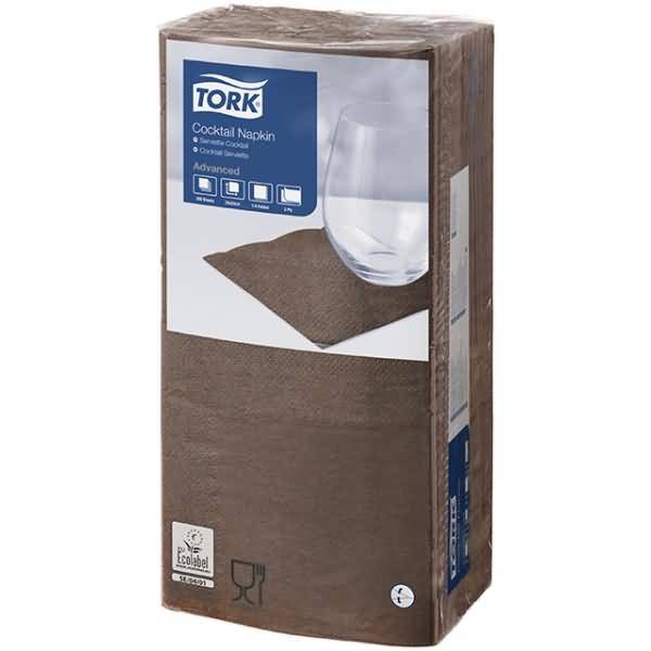 Cocktailservietten Advanced 24x24cm 1/4 Falz 2-lagig braun VE=200 Stück
