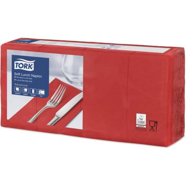 Lunchservietten Advanced 33x33cm 1/8 Falz 3-lagig rot VE=150 Stück