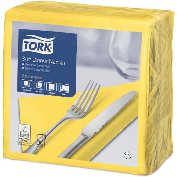 Dinnerservietten Advanced 39x39cm 1/4 Falz 3-lagig gelb VE=100 Stück