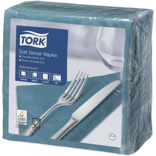 Dinnerservietten Advanced 39x39cm 1/4 Falz 3-lagig blaugrün VE=100 Stück