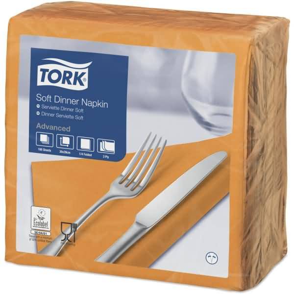 Dinnerservietten Advanced 39x39cm 1/4 Falz 3-lagig orange VE=100 Stück