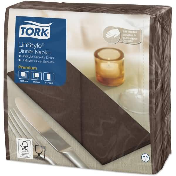 Dinnerservietten Premium LinStyle 39x39cm 1/8 Falz 1-lagig kakao VE=50 Stück
