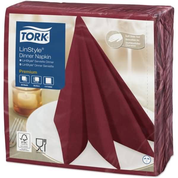 Dinnerservietten Premium LinStyle 39x39cm 1/4 Falz 1-lagig burgundy VE=50 Stück