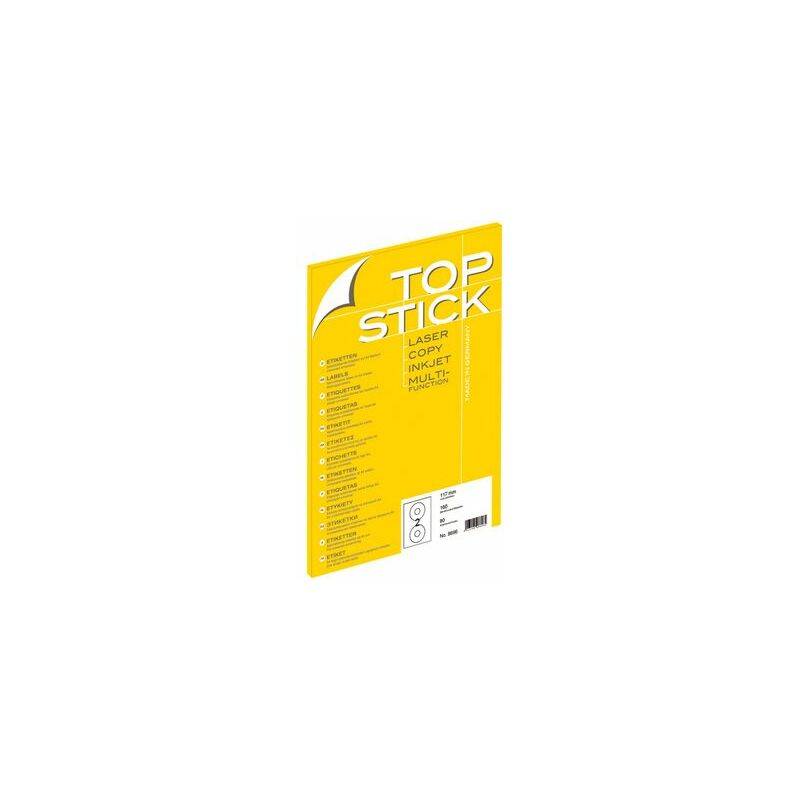 TOP STICK CD-Etiketten Maxi, Durchmesser: 117 mm, weiß