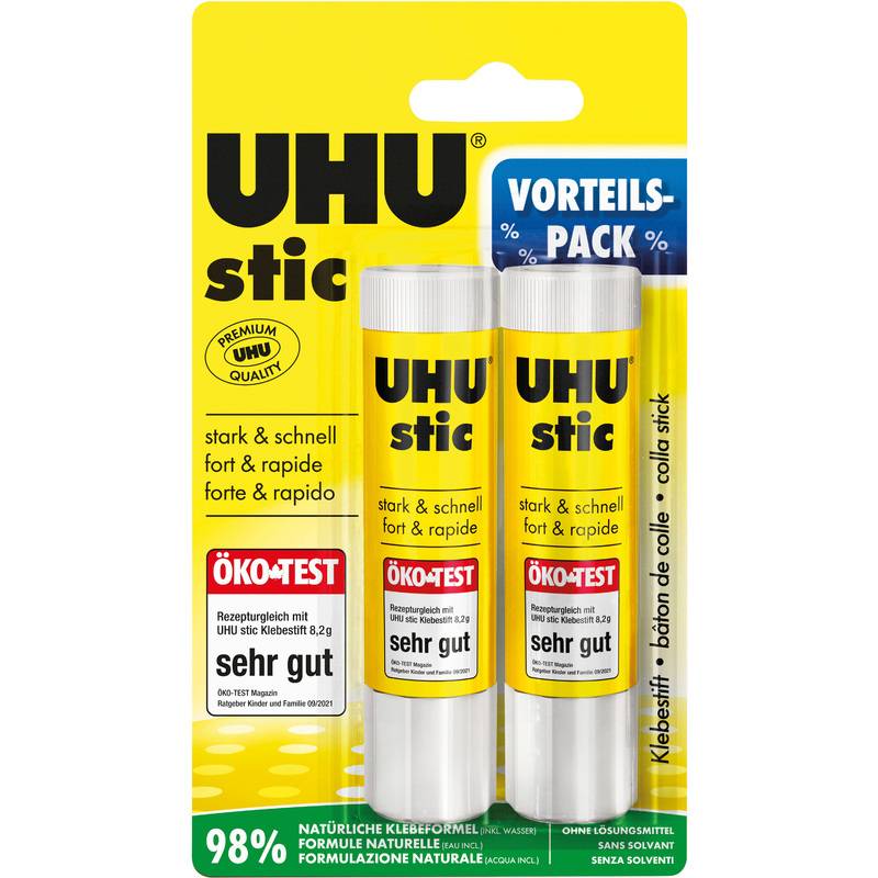 UHU Klebestift stic, lösemittelfrei, 2 x 21 g Vorteilspack