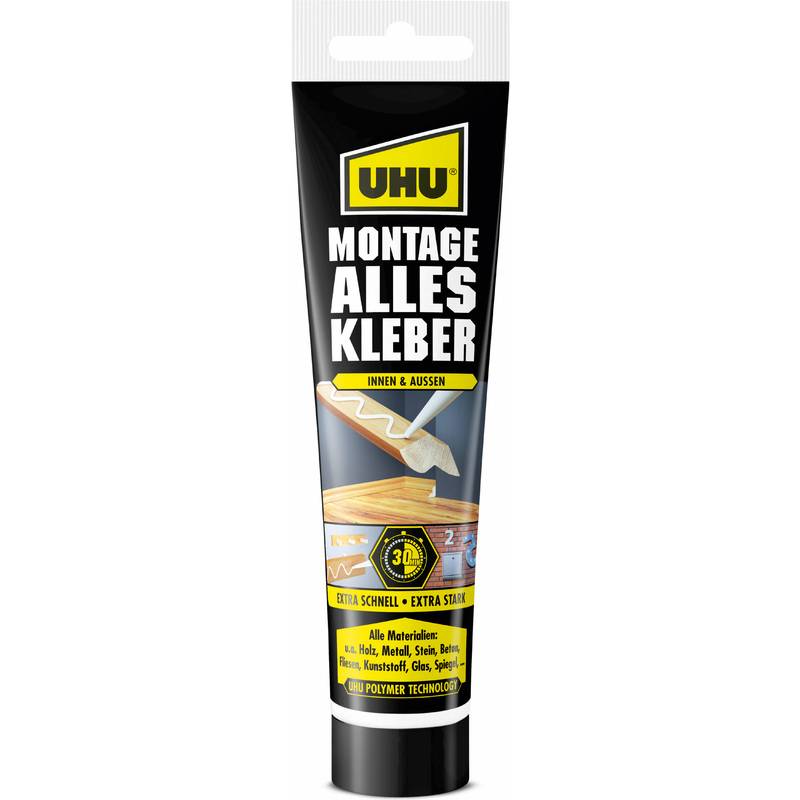 UHU Montage Alleskleber, lösemittelfrei, 165 g Tube, weiß