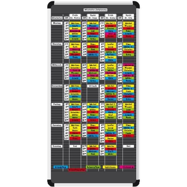 Mitarbeiter-Zeitplanungsset Planrecord B720xH770mm für 1 Woche