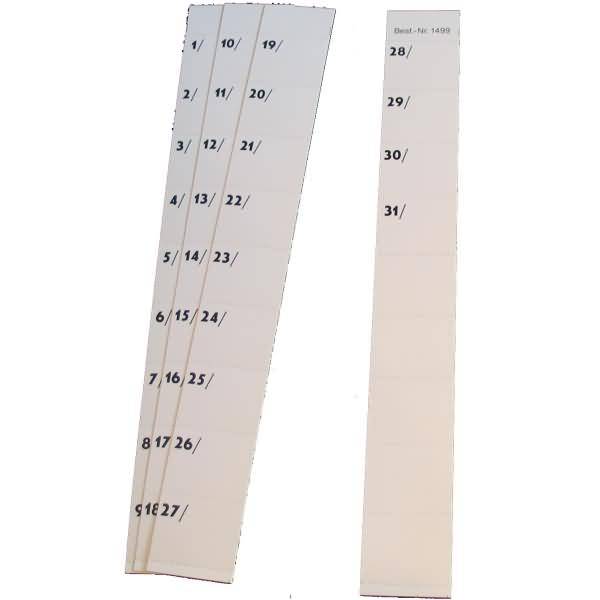 Zahlen 1 bis 31 für Stecktafel B40xH32mm