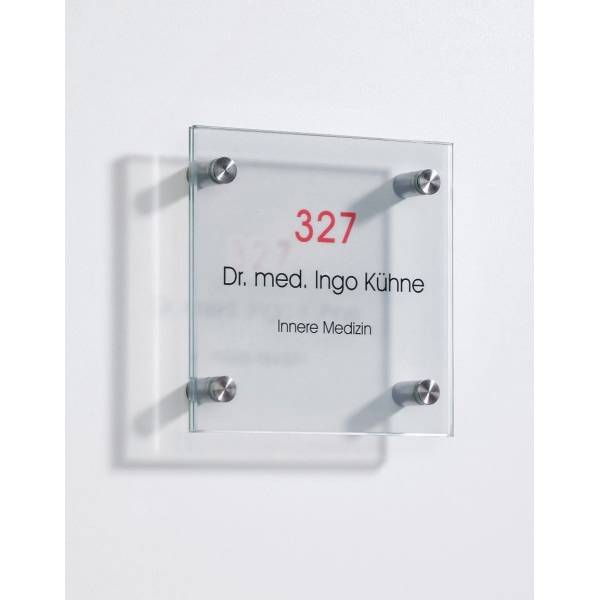 Türschild Serie Skyline 150x150mm 2x4mm ES-Glas klar