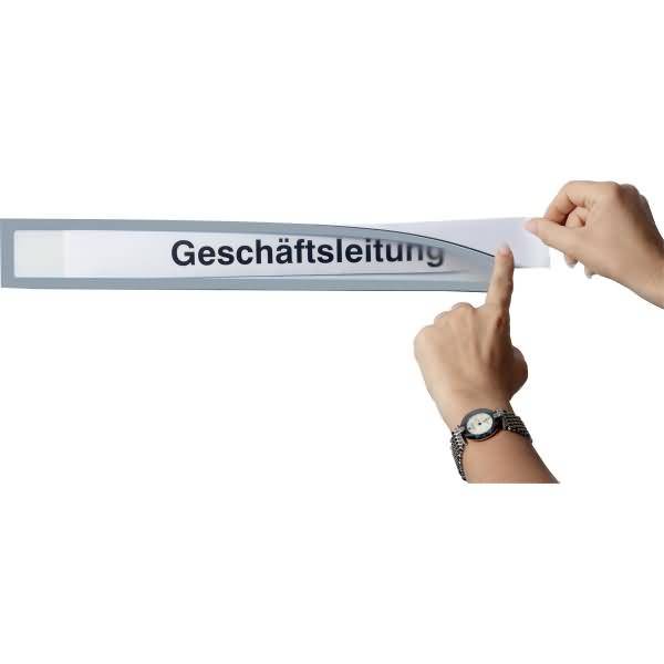 Infotasche magnetisch für Überschriften A4quer/A3hoch grau VE=5 Stück