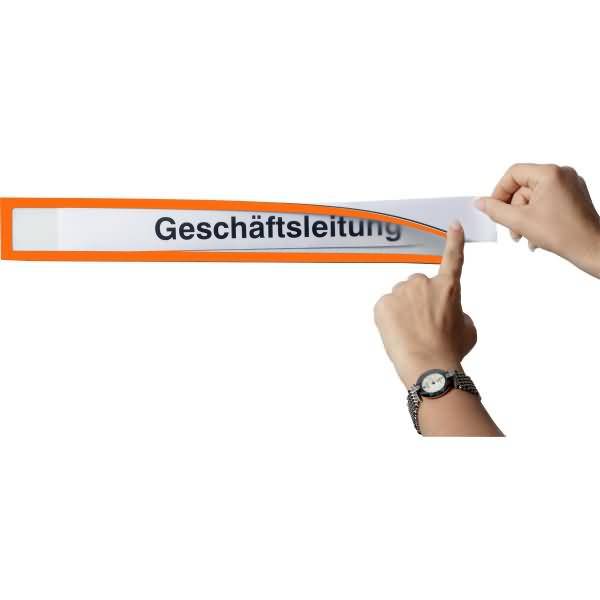 Infotasche magnetisch für Überschriften A4quer/A3hoch orange VE=5 Stück