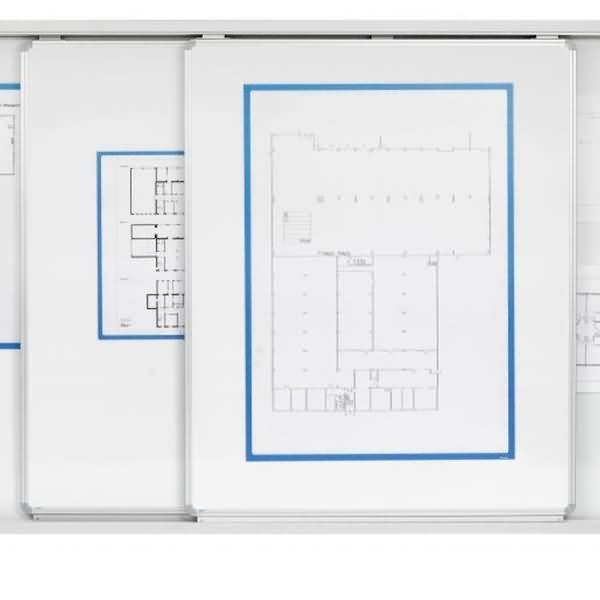 Schiebetafel mit Whiteboard BxHxT 1200x1500mm weiß incl. Rollen