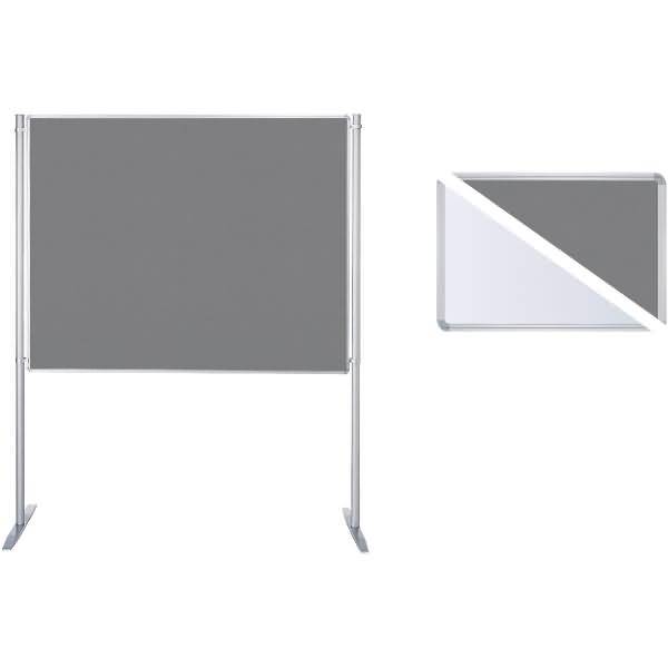 Stellwand-Set Grundelement Stabfuß beidseitig Fair/Filz B2000xH1200mm weiß/grau