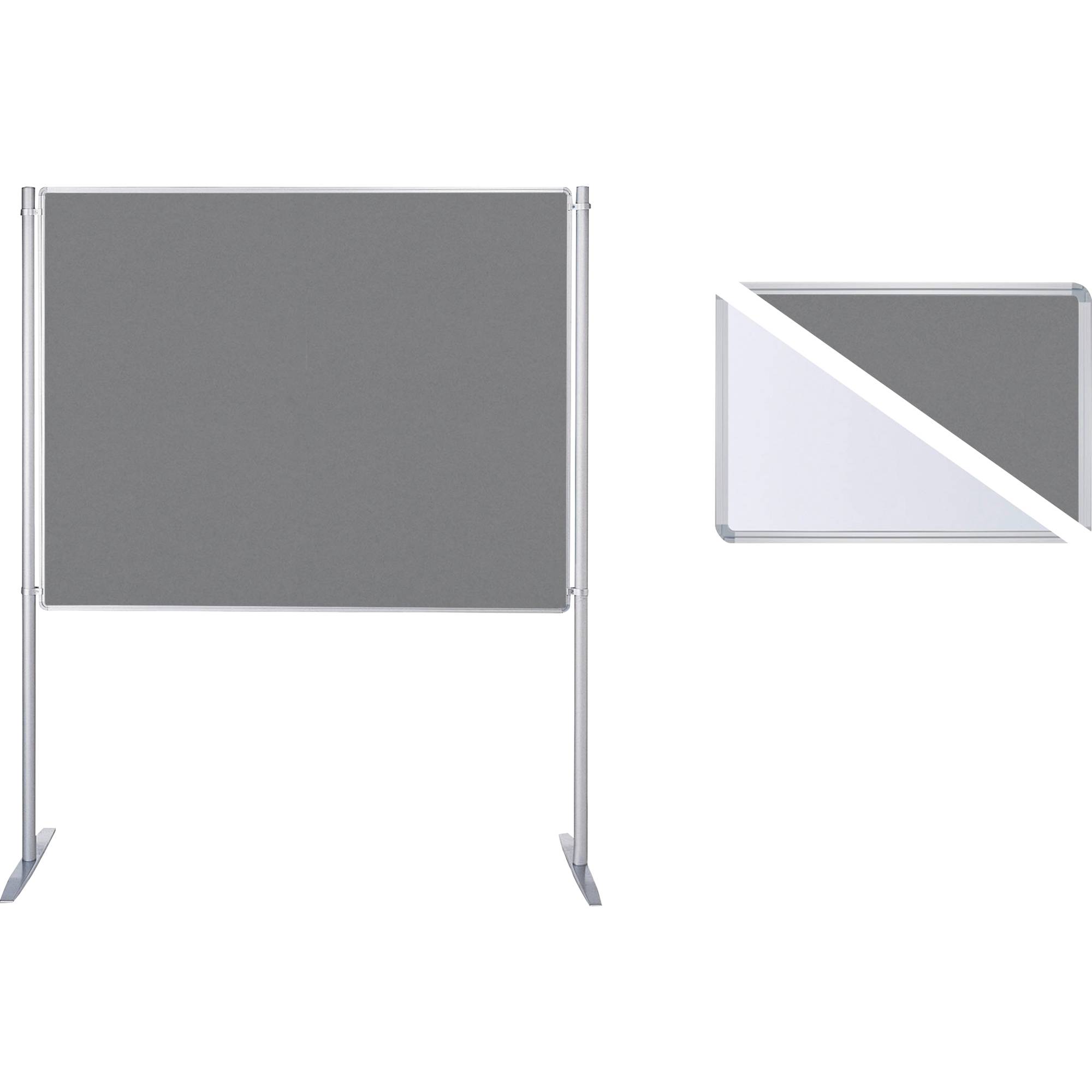 Stellwand-Set Grundelement Stabfuß beidseitig Fair/Filz B1500xH1200mm weiß/grau