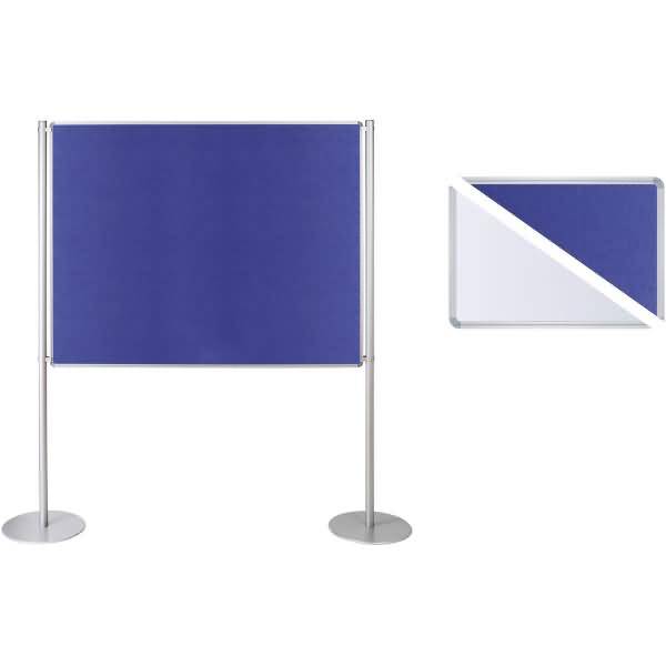 Stellwand-Set Grundelement Tellerfuß Fair/Filz B1800xH1200mm weiß/blau