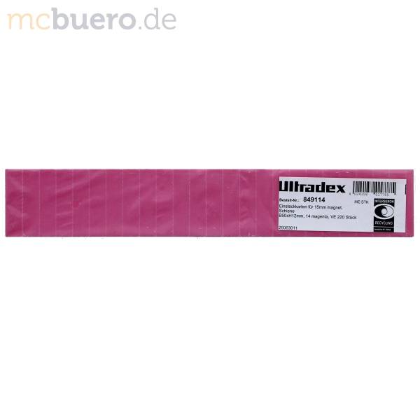 Einsteckkarten für 15mm Einsteckschiene 50x12mm magenta VE=220 Stück