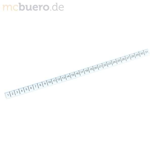 Skala mit Tageszahlen 1-31 magnetisch 310x15mm Strichabstand 10mm