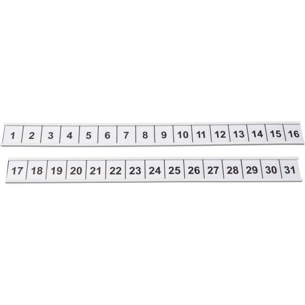 Skala mit Tageszahlen 1-31 magnetisch 465x20mm Strichabstand 15mm