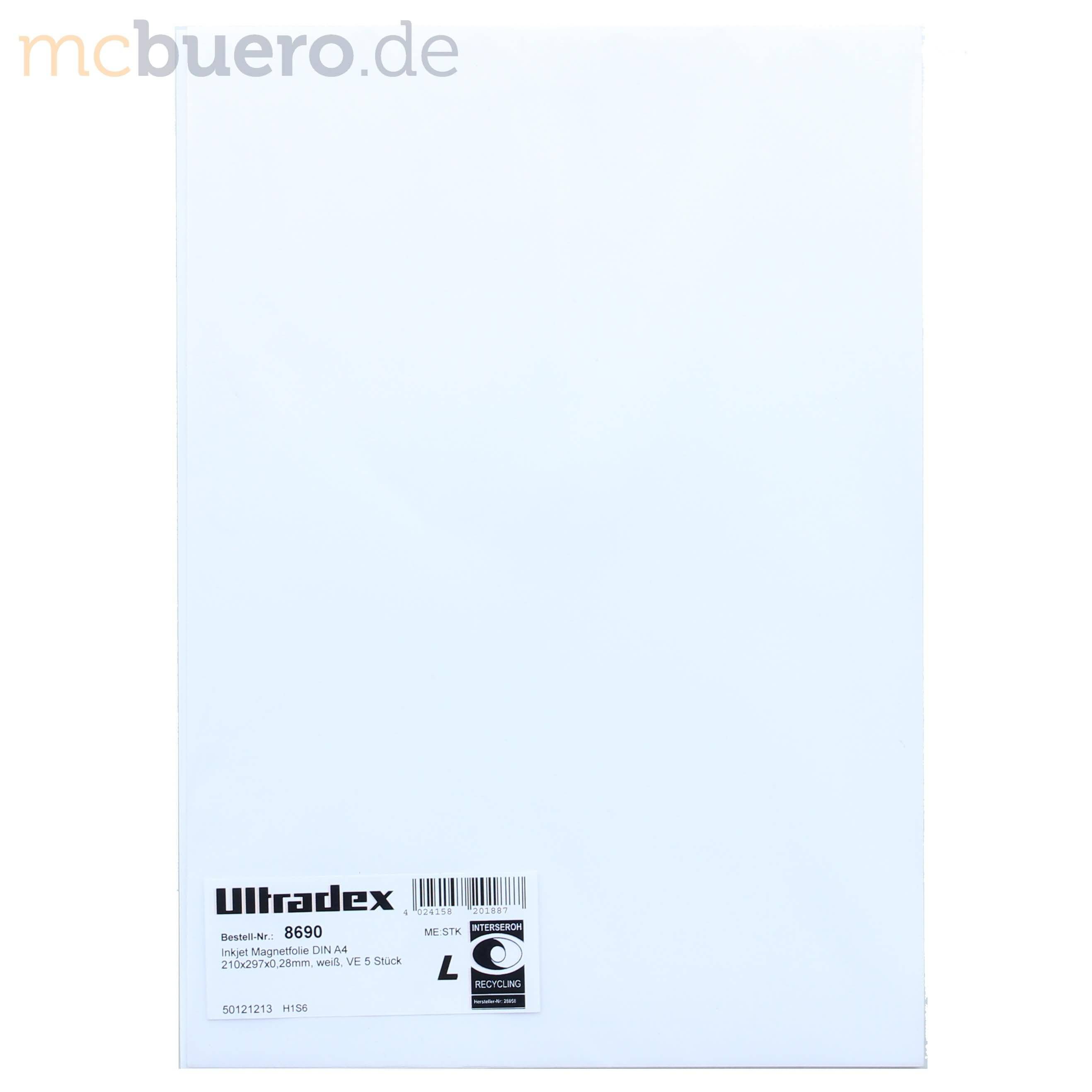 Inkjet Magnetfolie 210x297x0,28mm weiß VE=5 Stück
