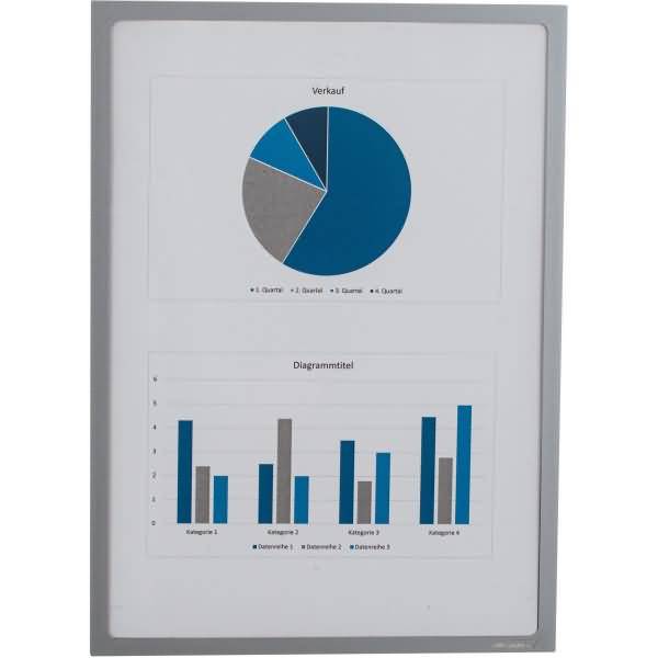 Infotasche ADMA selbsthaftend/magnetisch A4 BxH 225x312mm silber VE=5 Stück