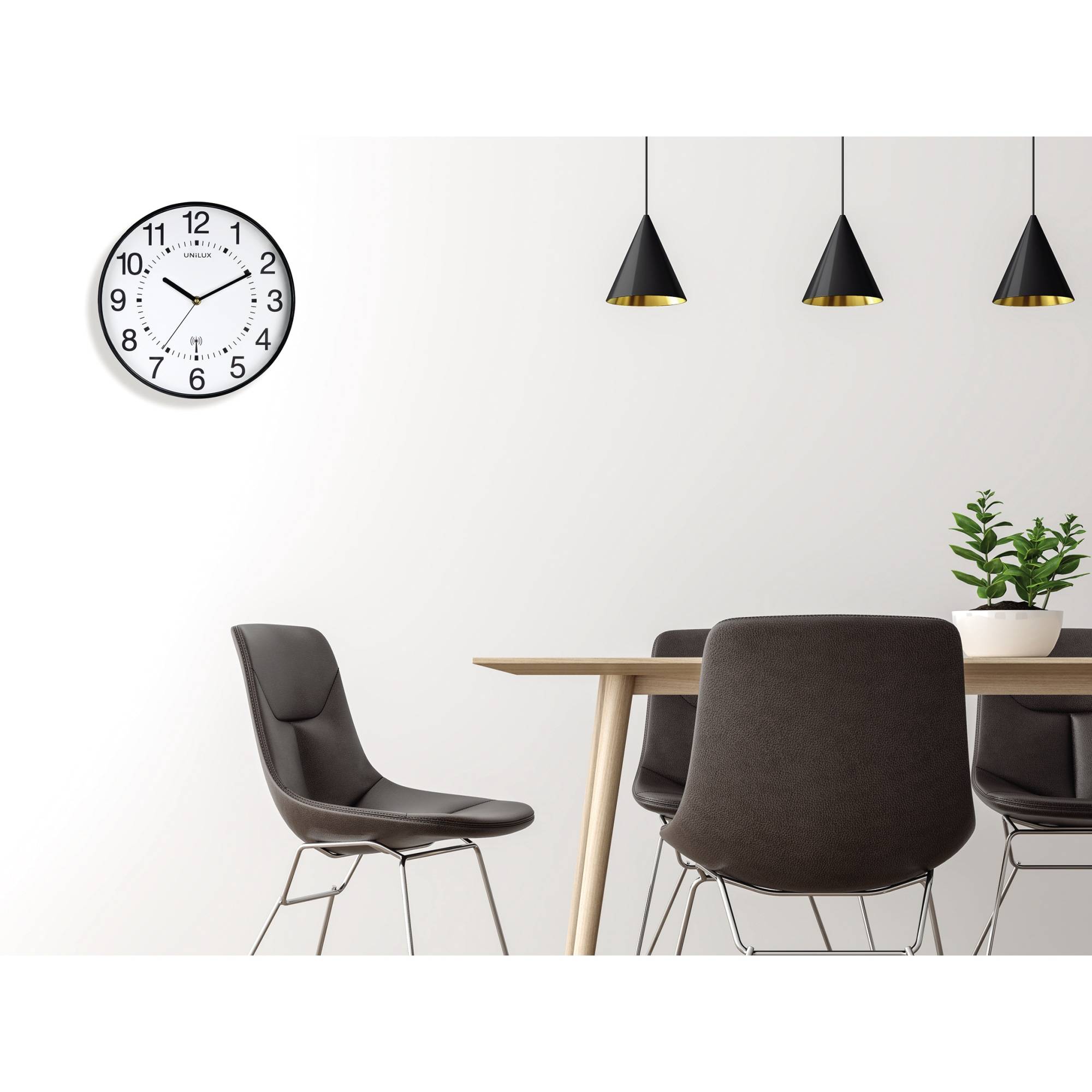 UNILUX Wanduhr WAVE 400094562 +Batterien metallgrau