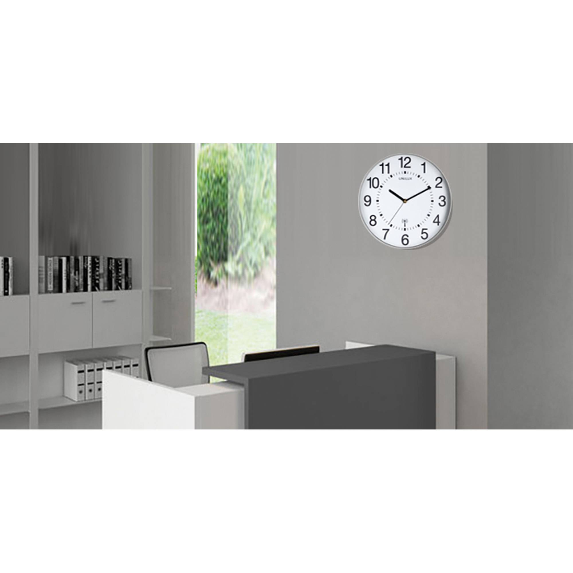 UNILUX Wanduhr MAXI WAVE 400094565 +Batterien metallgrau