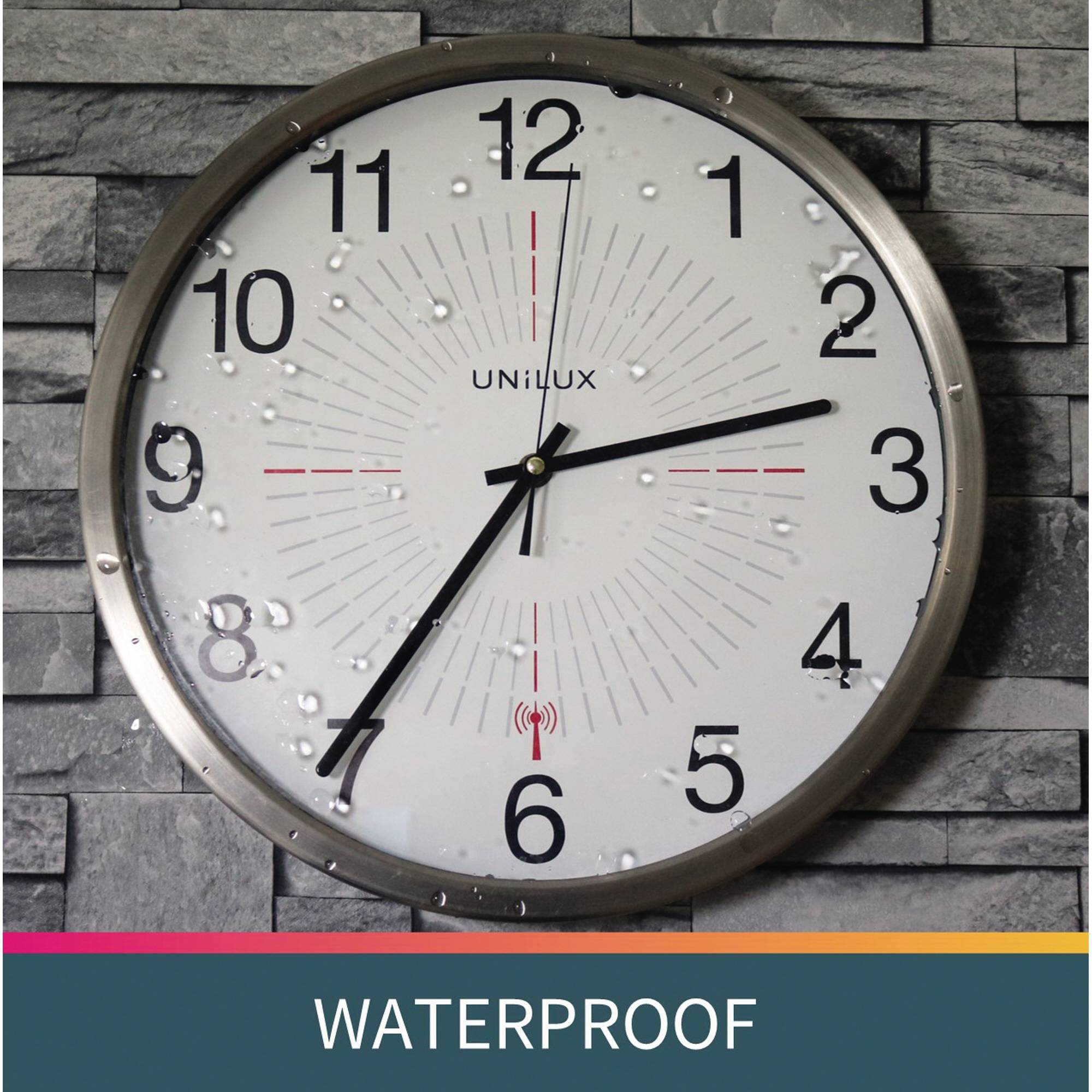 UNILUX Wanduhr Outdoor 400094566 35,5cm Kunststoff metallgrau