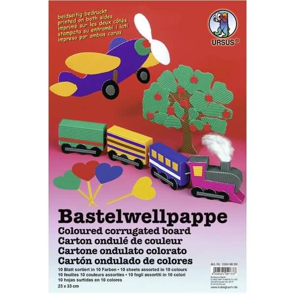 Bastelwellpappe 260g/qm 23x33cm VE= 10 Blatt 10 Farben sortiert
