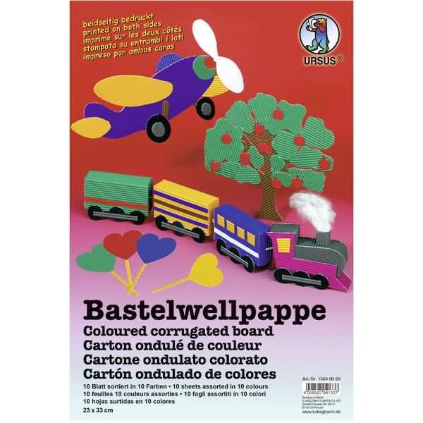 Bastelwellpappe 260g/qm 33x46cm VE=10 Blatt 10 Farben sortiert