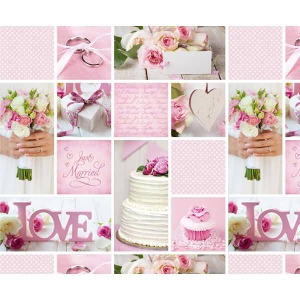 Fotokarton Hochzeit Rose 300g/qm 49,5x68cm Motiv 01