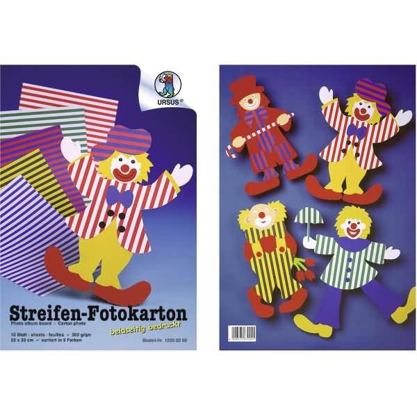 Fotokarton Streifen 300g/qm 23x33cm VE=10 Bogen 10 Farben sortiert