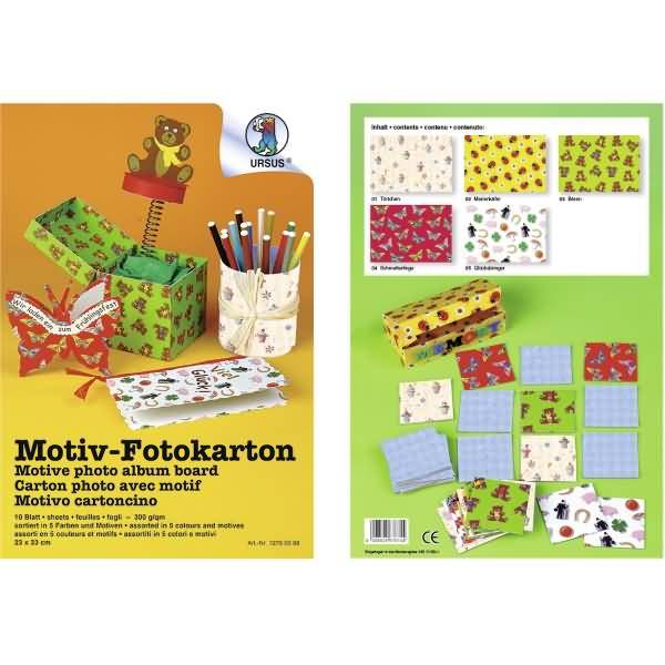 Motiv-Fotokarton 300g/qm 23x33cm 10 Bogen 5 Motive sortiert