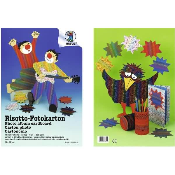 Fotokarton Risotto 300g/qm 23x33cm VE=10 Bogen 6 Farben sortiert