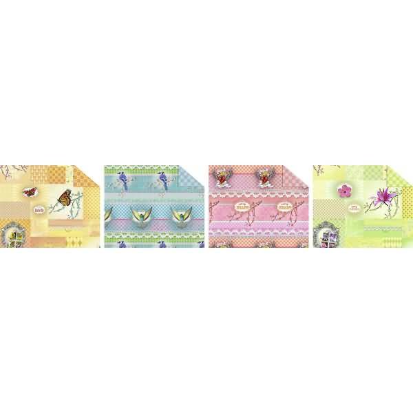 Fotokarton Patchwork 300g/qm 49,5x68cm VE=10 Bogen 4 Motive sortiert