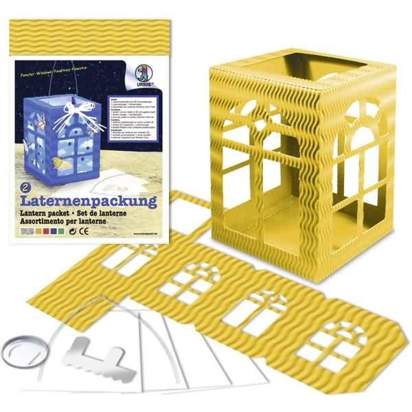 Laternenpackung 13,5x18cm Fenster sonnengelb