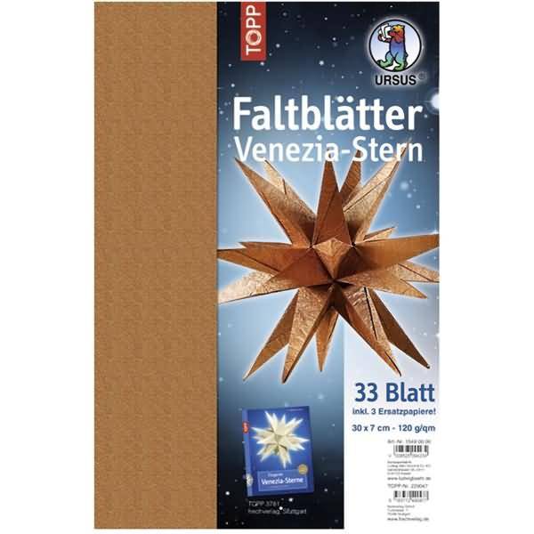Faltblätter Venezia-Stern Crush paper 120g/qm 7x30cm kupfer