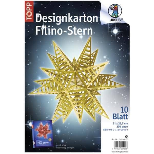 Designkarton Filino-Stern Starlight 200g/qm 21x29,7cm gold