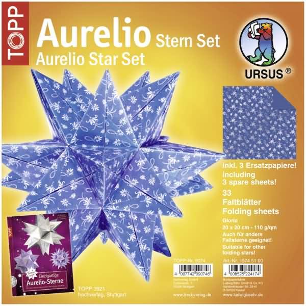 Faltblätter Aurelio Stern Gloria 110g/qm 20x20cm blau/silber
