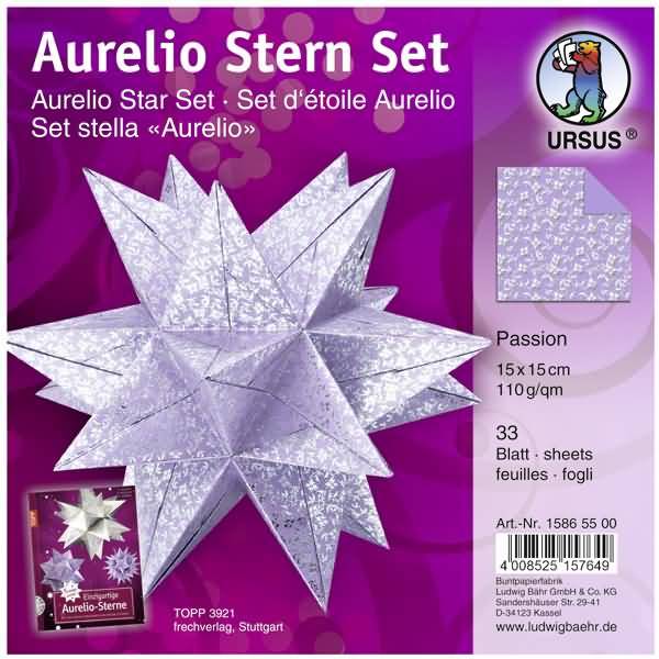 Faltblätter Aurelio Stern Passion 110g/qm 15x15cm silber
