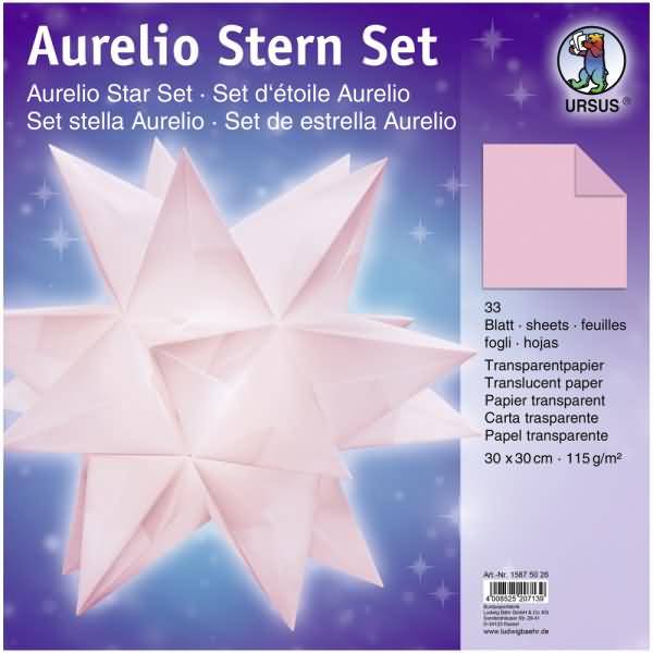 Faltblätter Aurelio Stern Transparentpapier 115g/qm 30x30cm 33 Blatt rosa