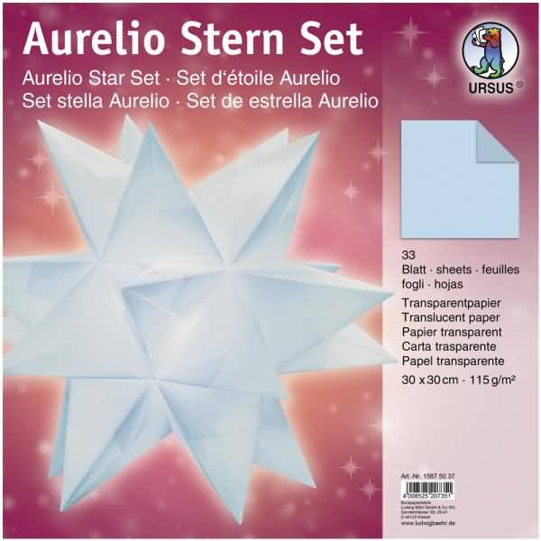 Faltblätter Aurelio Stern Transparentpapier 115g/qm 30x30cm 33 Blatt hellblau