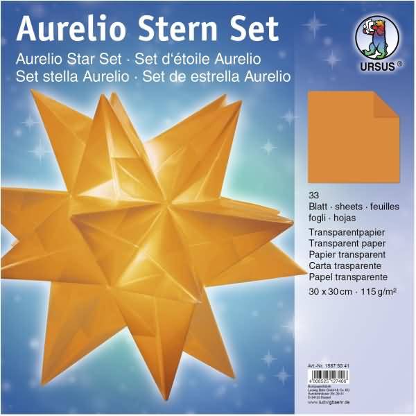 Faltblätter Aurelio Stern Transparentpapier 115g/qm 30x30cm 33 Blatt orange