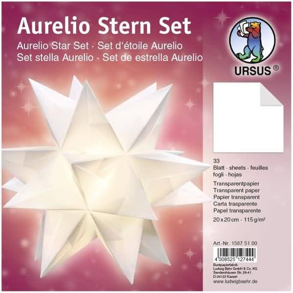 Faltblätter Aurelio Stern Transparentpapier 115g/qm 20x20cm 33 Blatt weiß