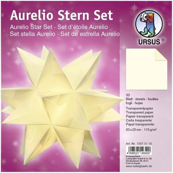 Faltblätter Aurelio Stern Transparentpapier 115g/qm 20x20cm 33 Blatt creme