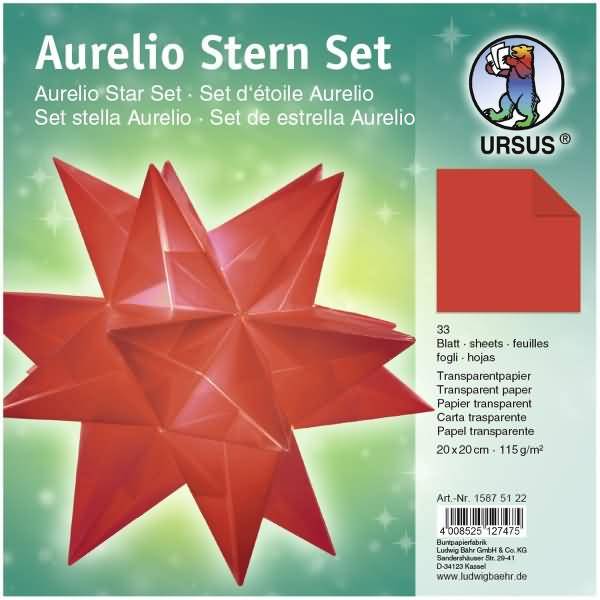 Faltblätter Aurelio Stern Transparentpapier 115g/qm 20x20cm 33 Blatt rot