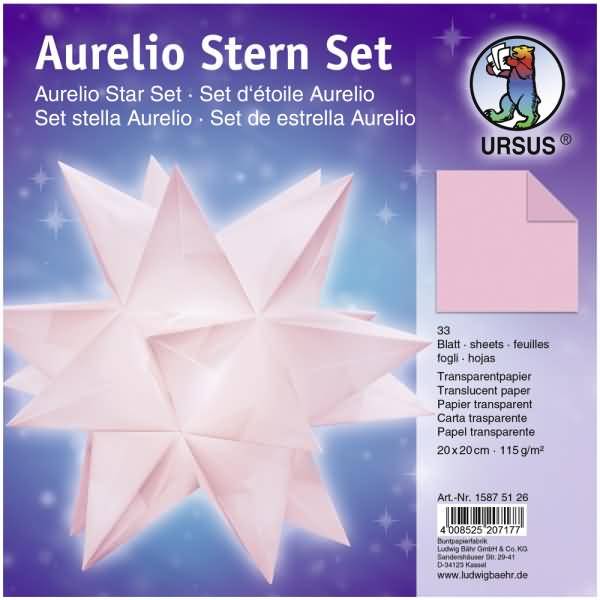 Faltblätter Aurelio Stern Transparentpapier 115g/qm 20x20cm 33 Blatt rosa