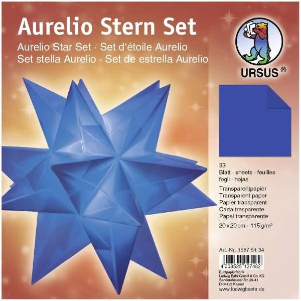 Faltblätter Aurelio Stern Transparentpapier 115g/qm 20x20cm 33 Blatt blau
