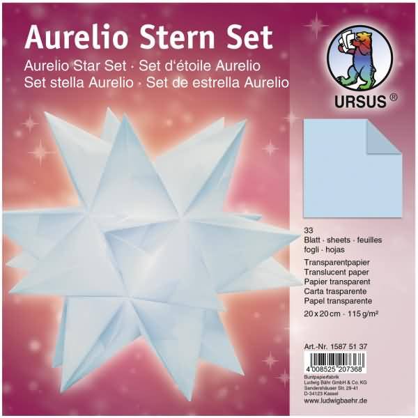 Faltblätter Aurelio Stern Transparentpapier 115g/qm 20x20cm 33 Blatt hellblau