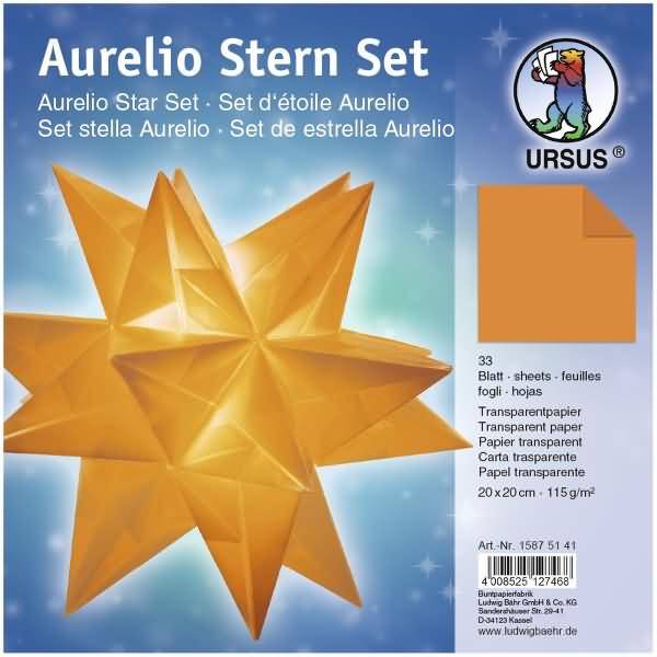 Faltblätter Aurelio Stern Transparentpapier 115g/qm 20x20cm 33 Blatt orange