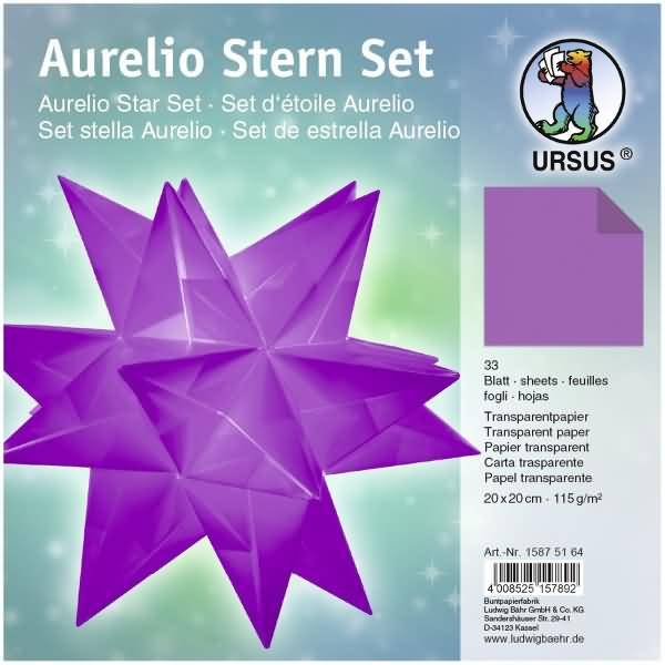 Faltblätter Aurelio Stern Transparentpapier 115g/qm 20x20cm 33 Blatt aubergine